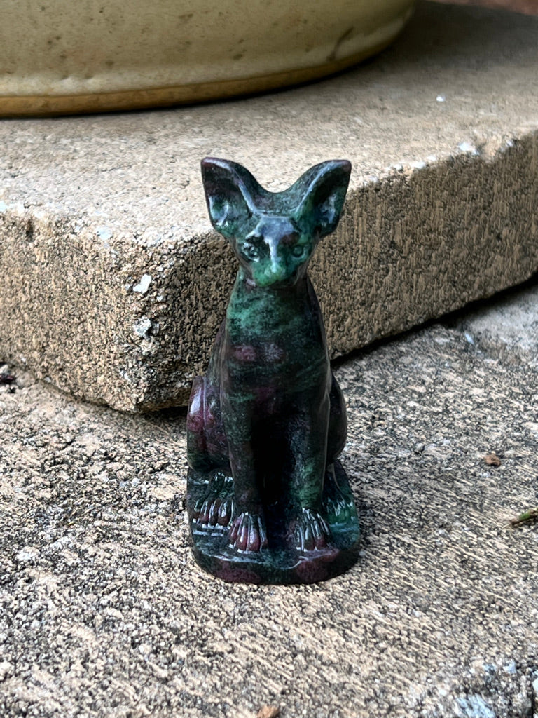 Ruby Zoisite Bastet Statue